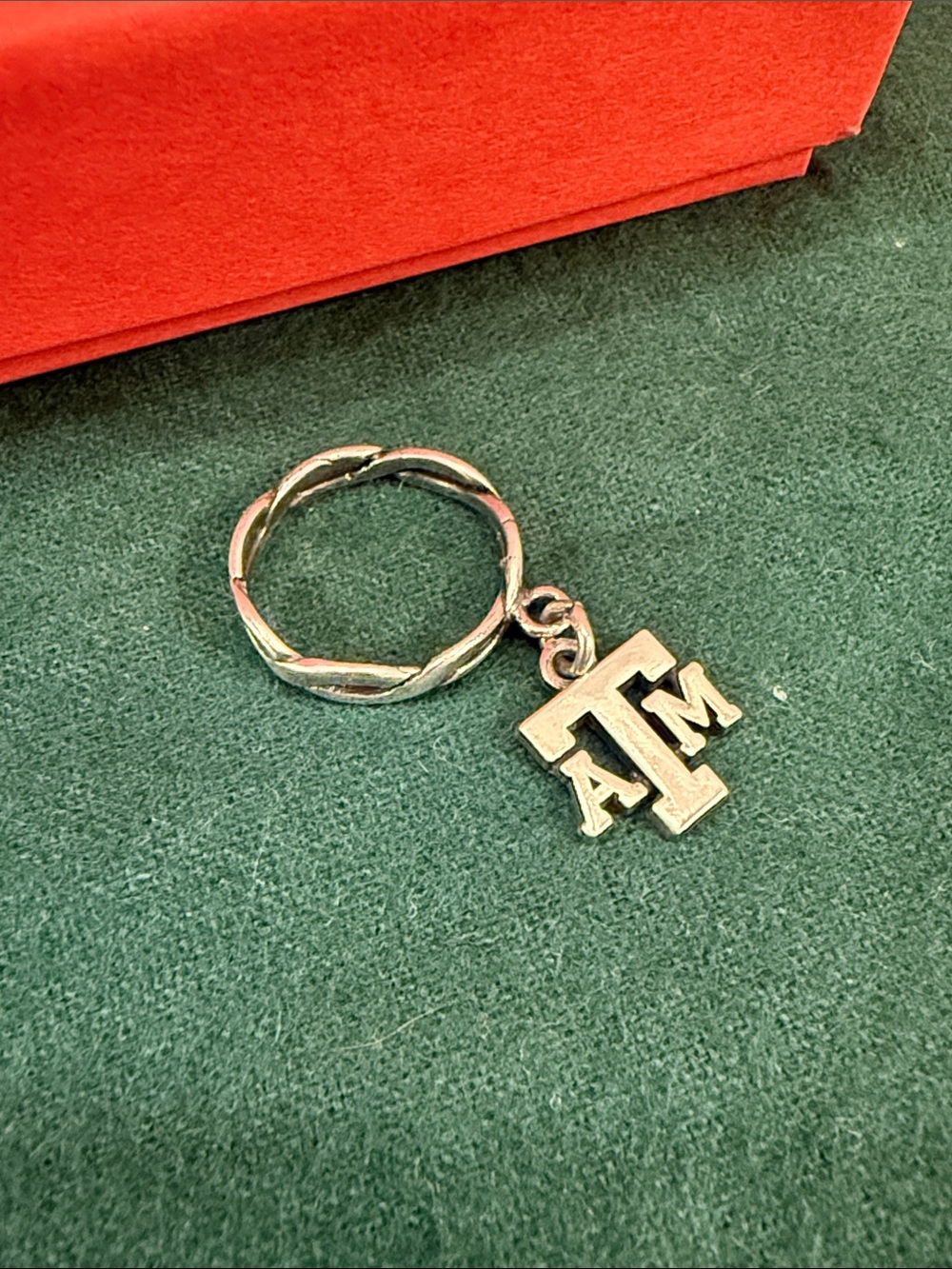 Jame Avery Silver Texas A&M University Charm Ring - retired band, size 6